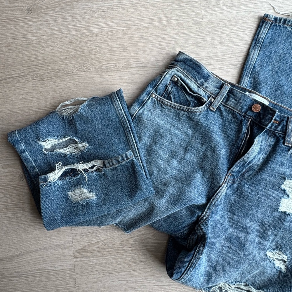 ASOS Blue Extra Baggy Distressed Jeans